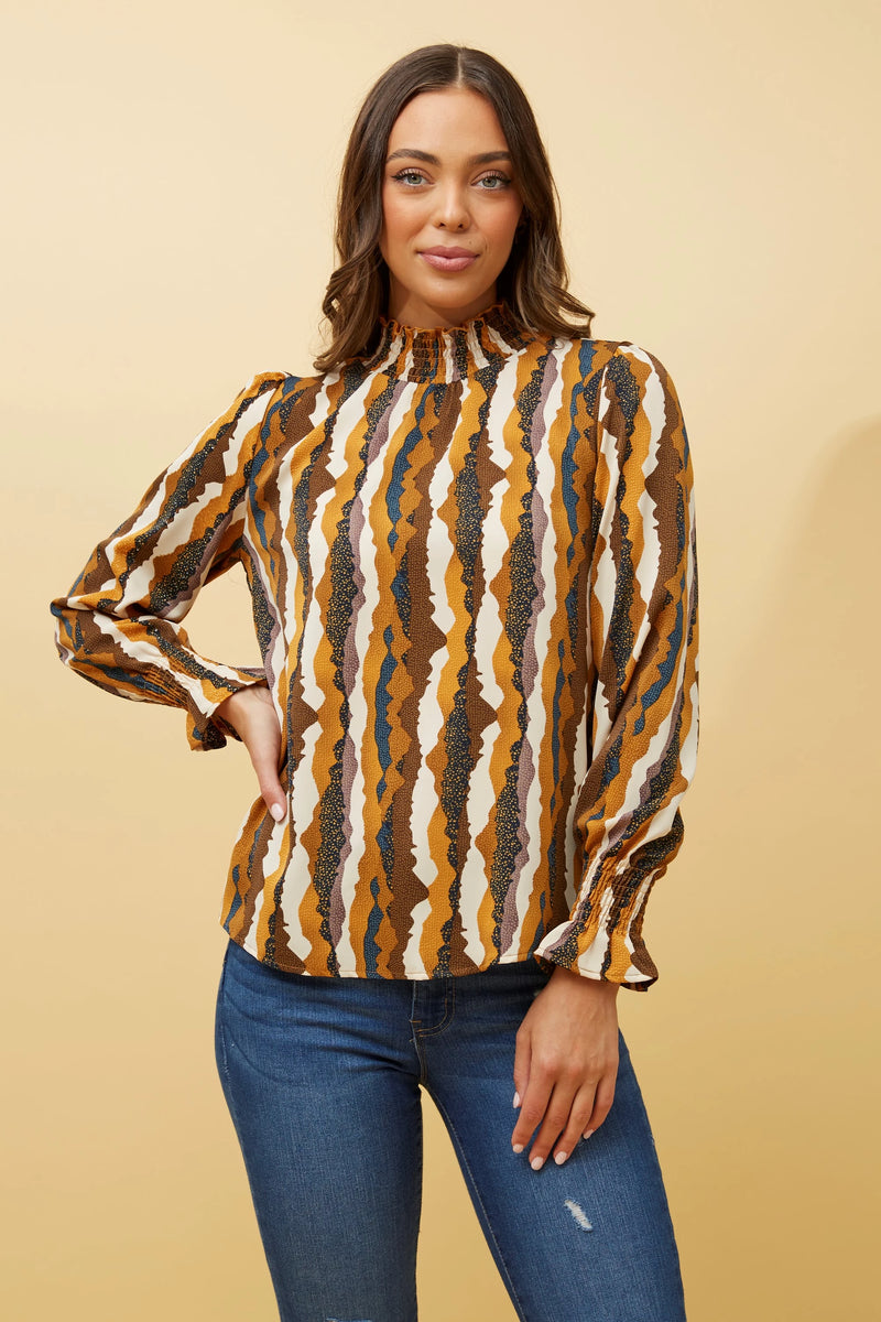 ROMINA ABSTRACT PRINT BLOUSE