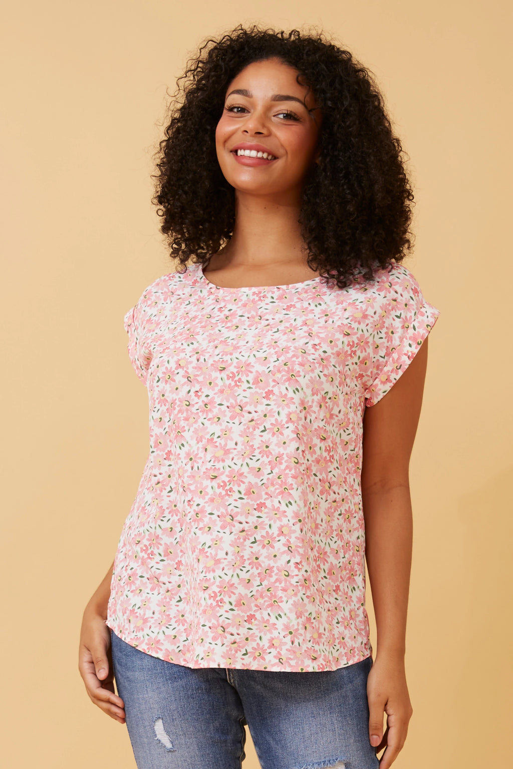 SHELLY FLORAL PRINT SHELL TOP