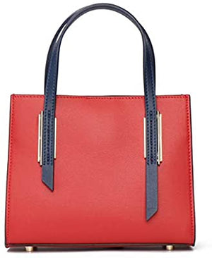 Medium Leather Stuctured Handbag with Contrast Handle