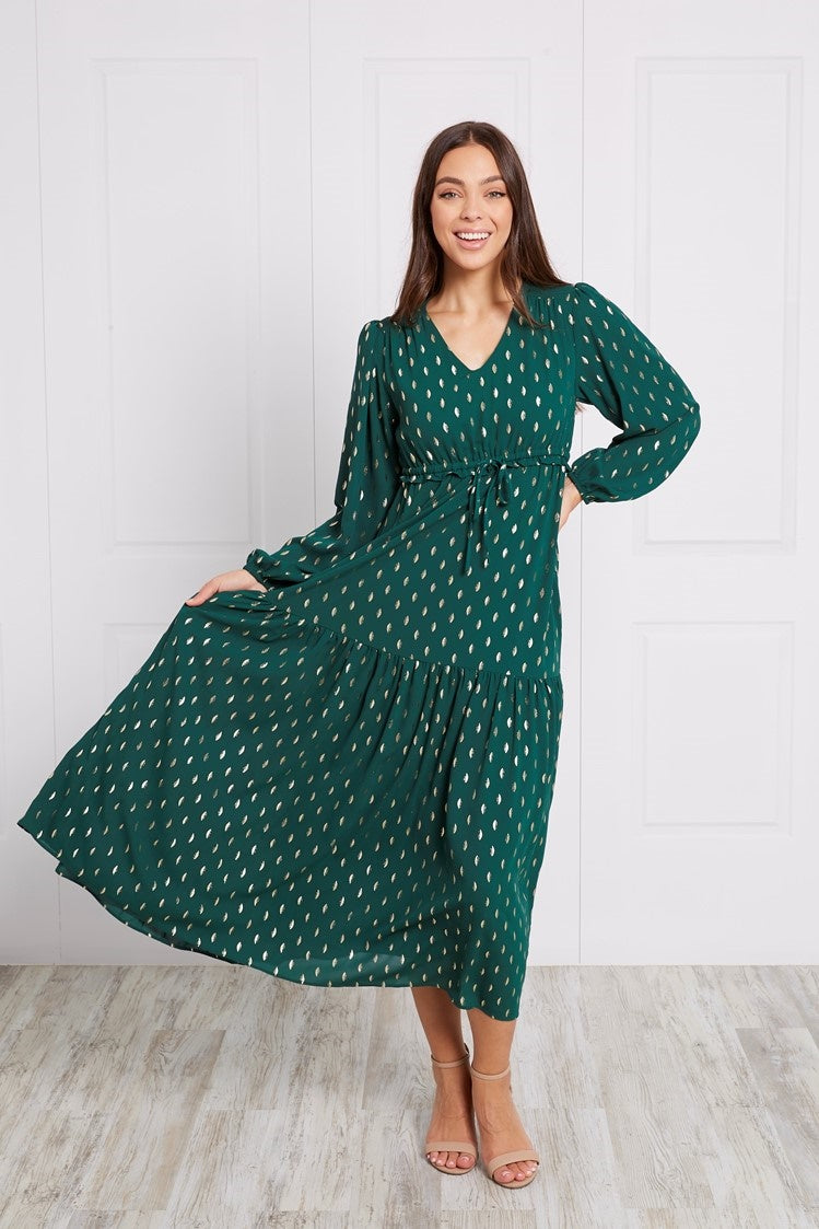 chinese dress ladies TEARDROP FOIL PRINT MAXI DRESS – Carla Milani