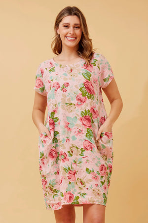 ASSISI FLORAL LINEN DRESS