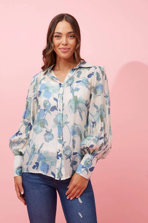 BELLE LONG BALLOON SLEEVE FLORAL SHIRT