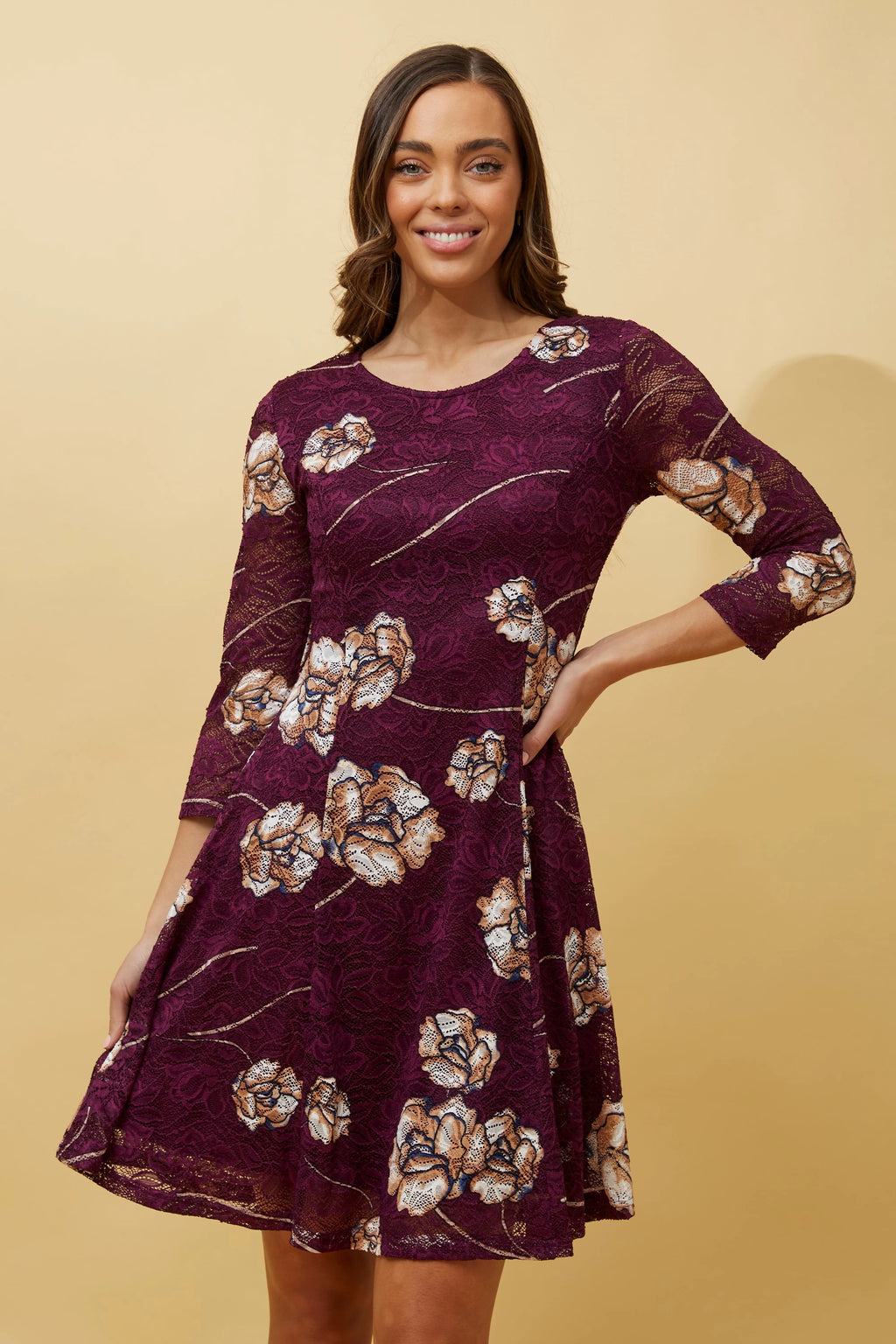 CAMILA FLORAL LACE SHORT DRESS