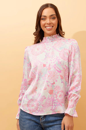 DIANA FLORAL SATIN BLOUSE