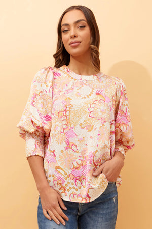 ELEGANT FLORAL SATIN BLOUSE