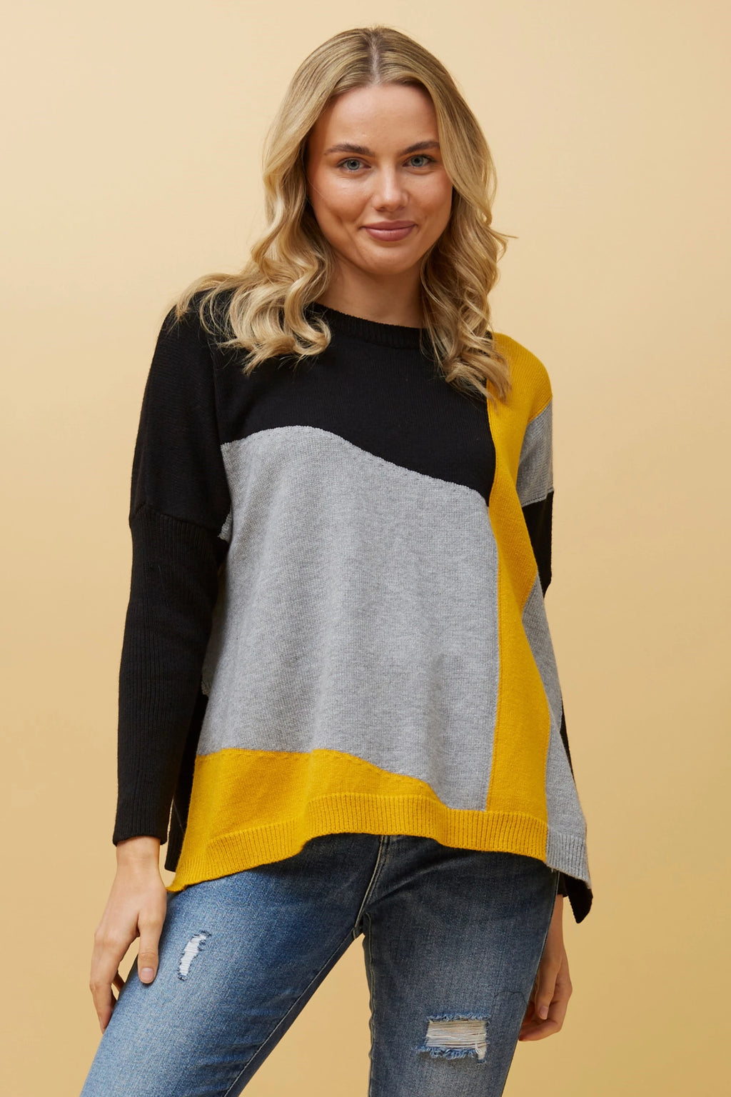 ELKIE COLOUR BLOCK KNIT JUMPER