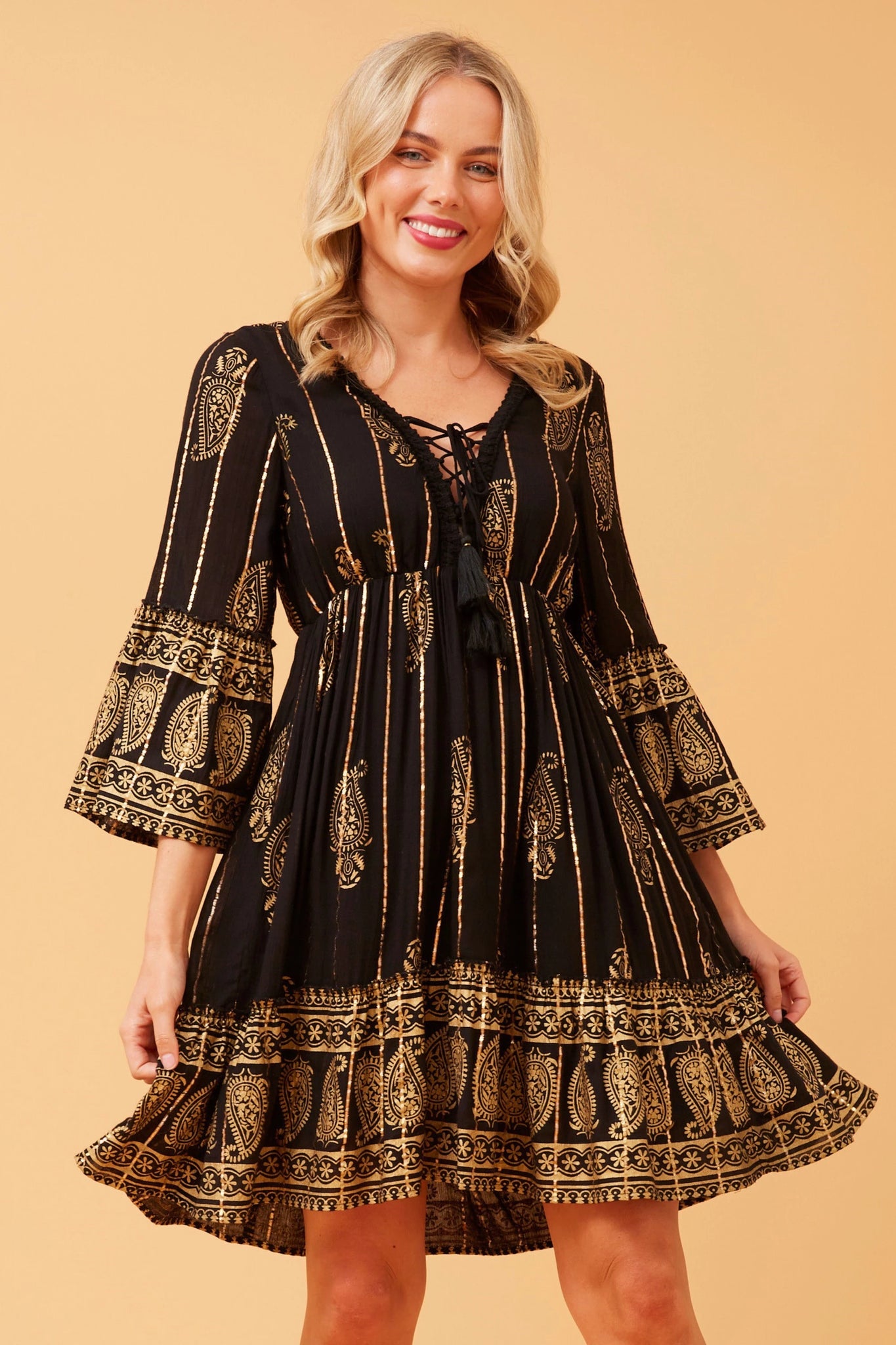 GEETA PAISLEY BOHO SHORT DRESS