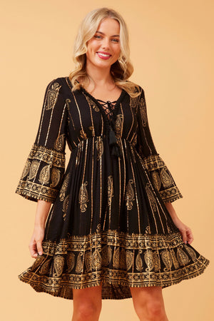 GEETA PAISLEY BOHO SHORT DRESS Carla Milani GEETA PAISLEY BOHO SHORT DRESS Carla Milani