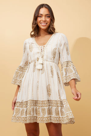 GEETA PAISLEY BOHO SHORT DRESS