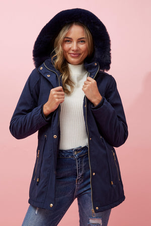 GRIER FAUX FUR HOODED JACKET