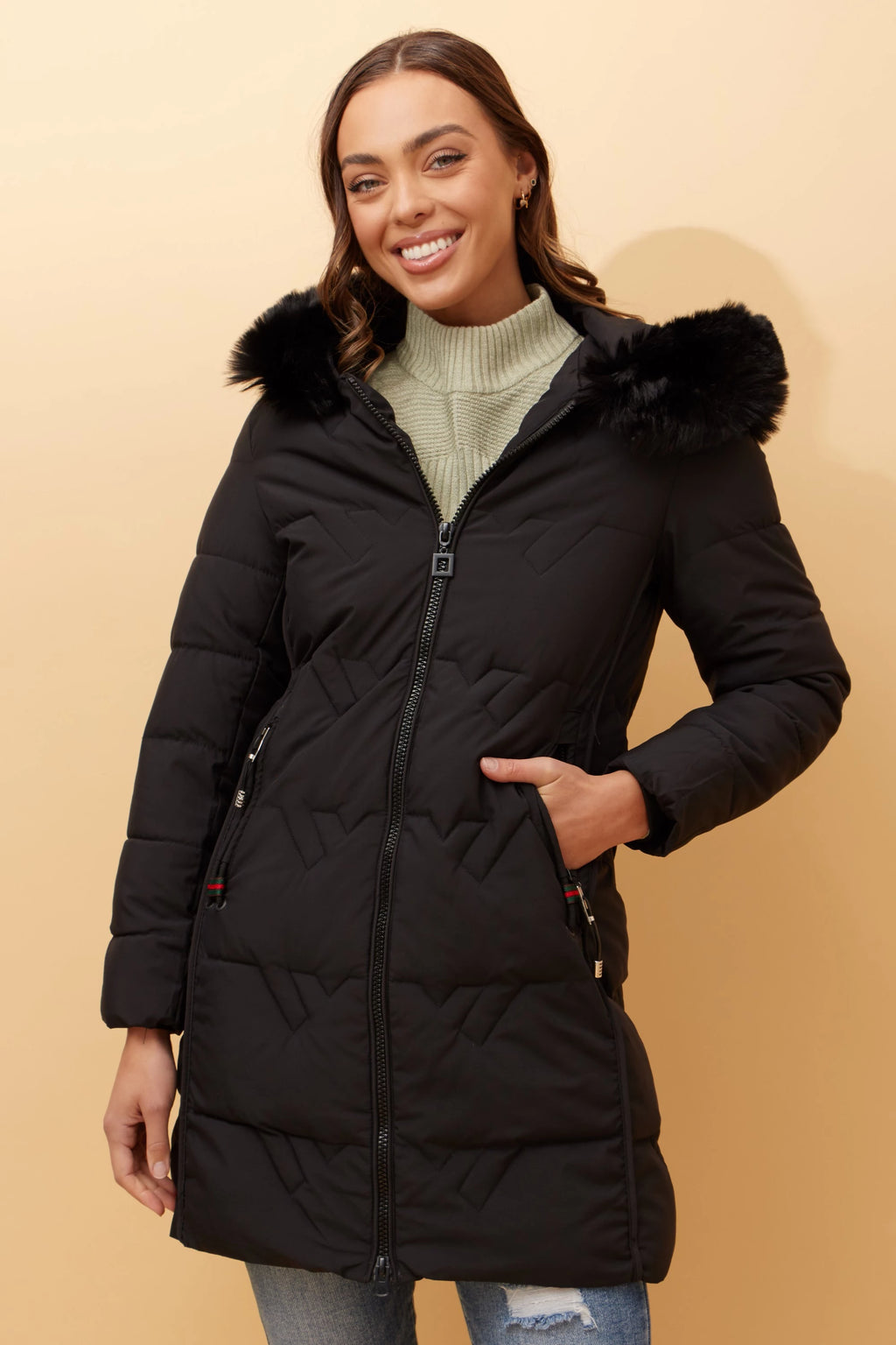 HULA FAUX FUR PUFFER COAT