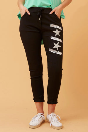 JANJA SEQUIN STAR PRINT JOGGERS