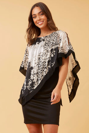 KYLIE LEOPARD COLD SHOULDER DRESS