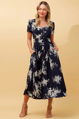 MEGAN FLORAL BOHO MIDI DRESS