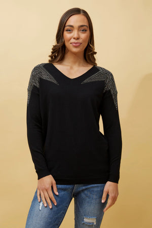 MELITTA STAR EMBELLISHED KNIT JUMPER