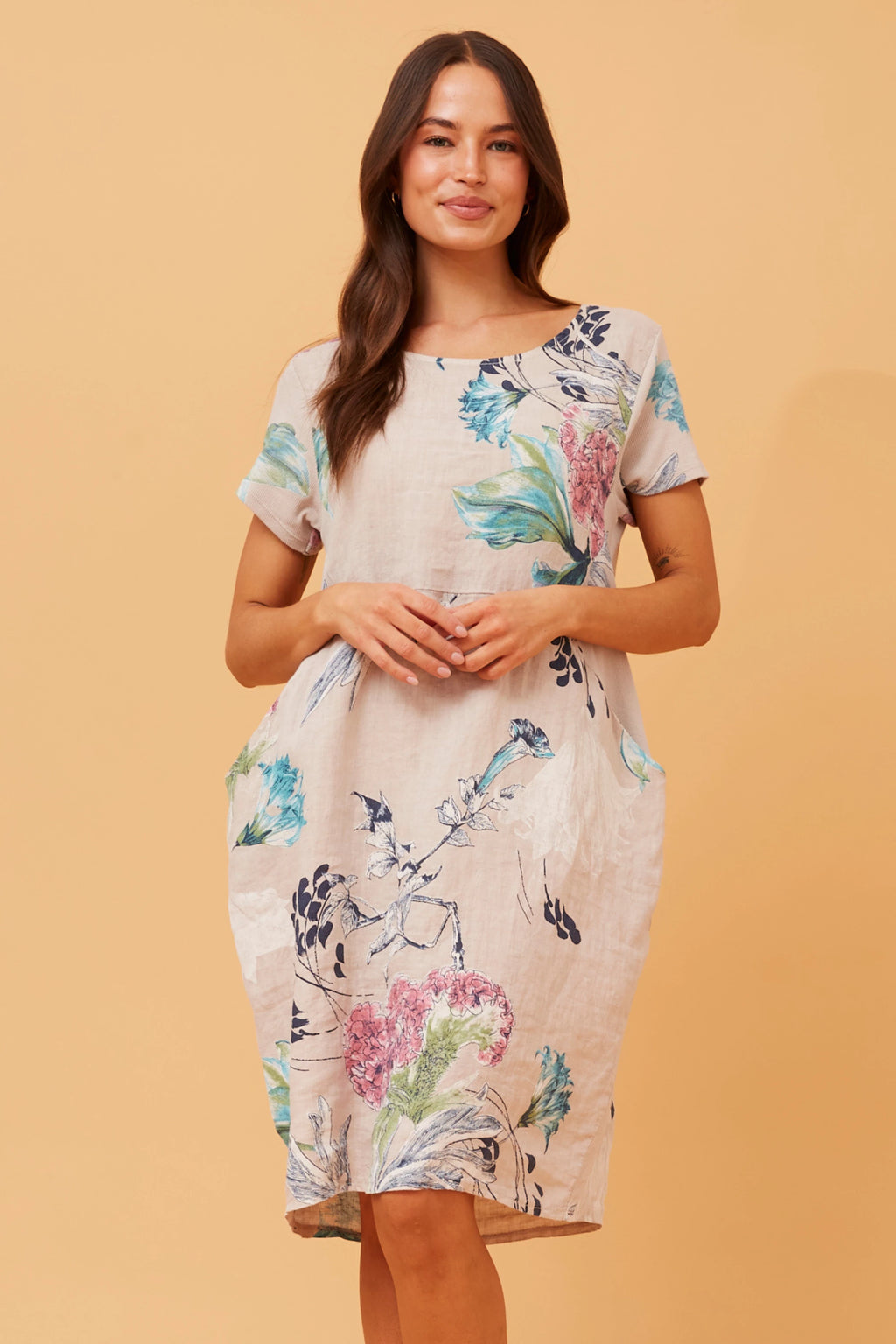 MESSINA FLORAL LINEN DRESS