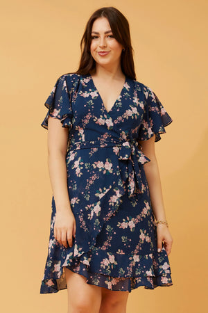 MILA FLORAL WRAP SHORT DRESS