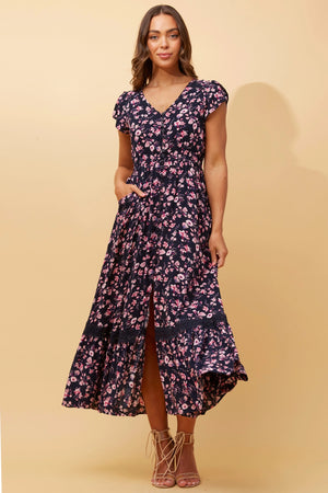 MOROCCO FLORAL BOHO MAXI DRESS