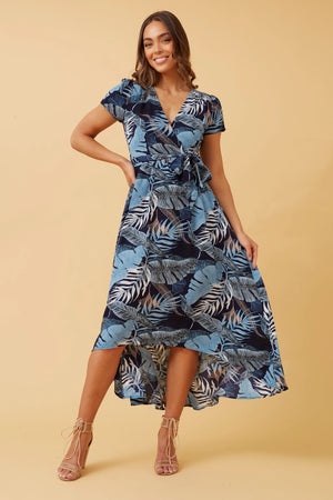 NERIDA WRAP FRONT MIDI DRESS