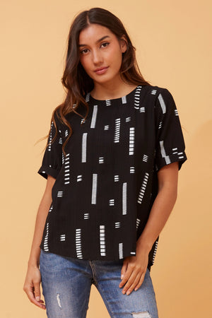 OSMOND ABSTRACT PRINT SHORT SLEEVE TOP