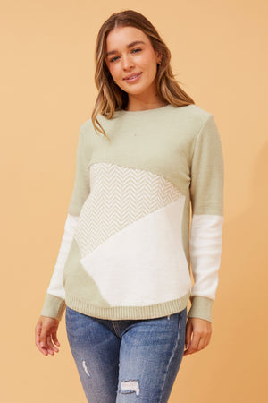 OTIS COLOUR BLOCK KNIT JUMPER