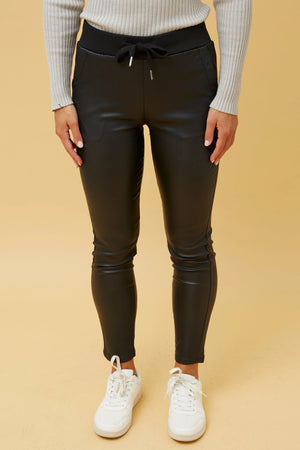 PIERRE VEGAN LEATHER JOGGER PANTS