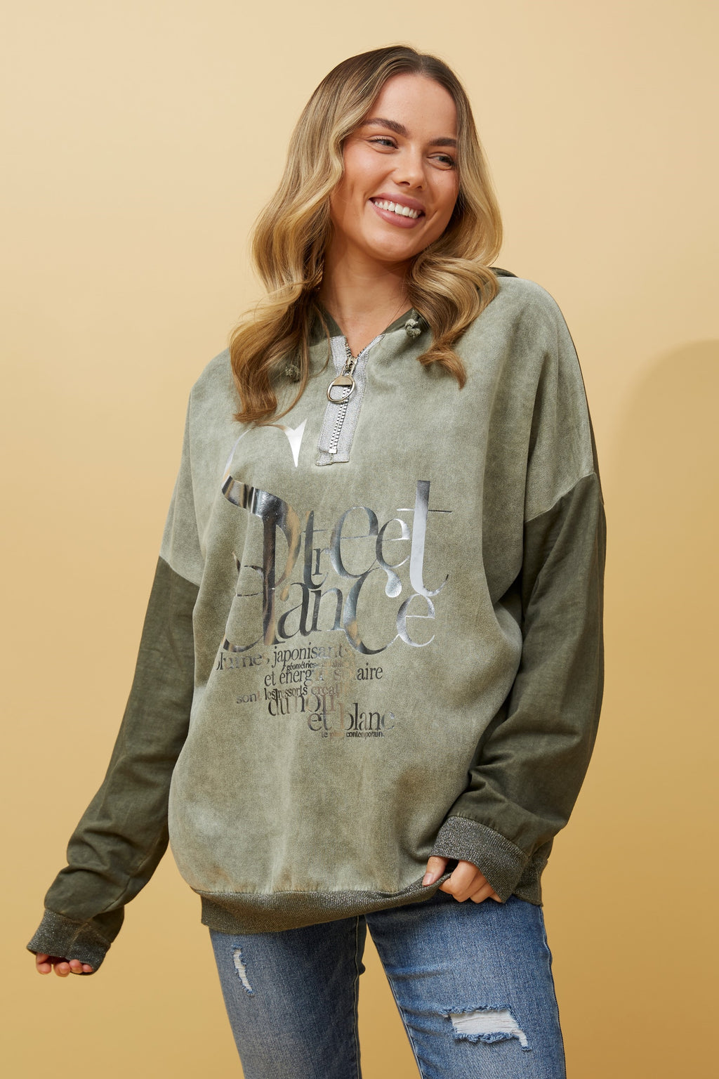 PINA HOODED ZIPPER TOP