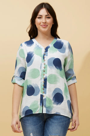 RUBY POLKA DOT BUTTON FRONT TOP