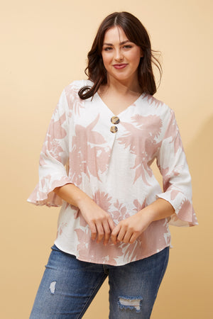 RUE LEAF PRINT BUTTON DETAIL TOP