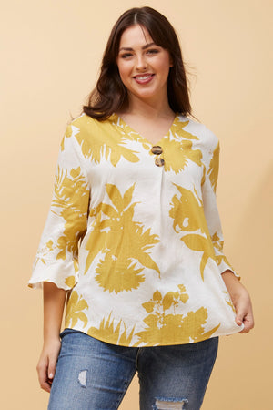 RUE LEAF PRINT BUTTON DETAIL TOP