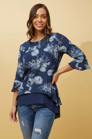 RUMI DOUBLE LAYER FLORAL TUNIC TOP