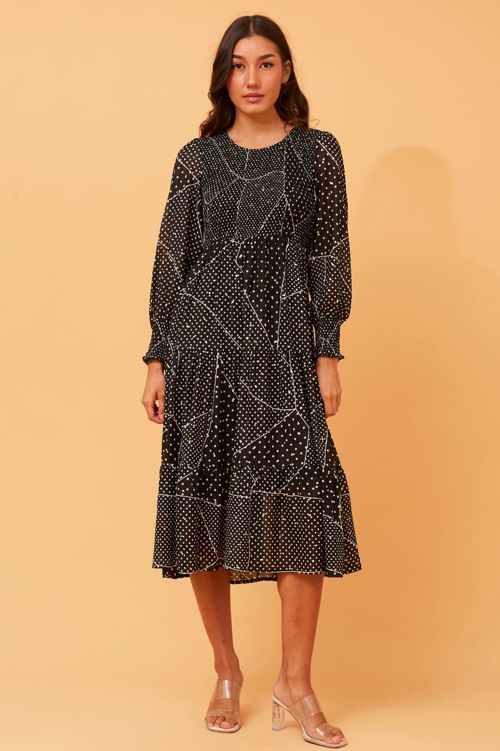 SHERRY POLKA DOT MIDI DRESS