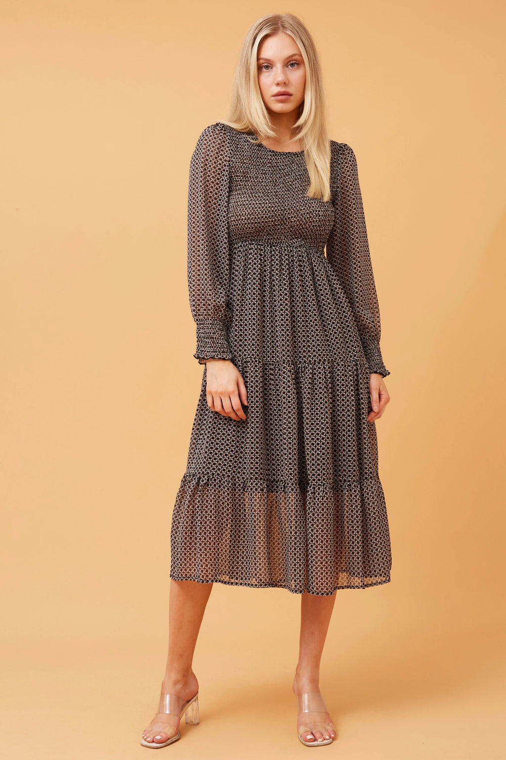 SHERRY TIERED MIDI DRESS