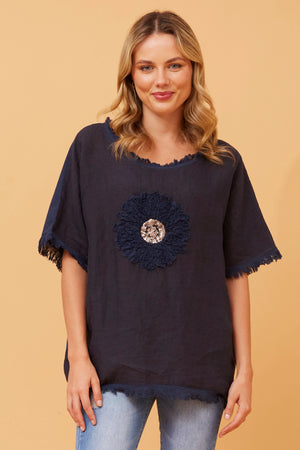 SUNFLOWER PATCHWORK LINEN TOP