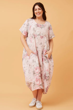 VAL FLORAL LINEN DRESS