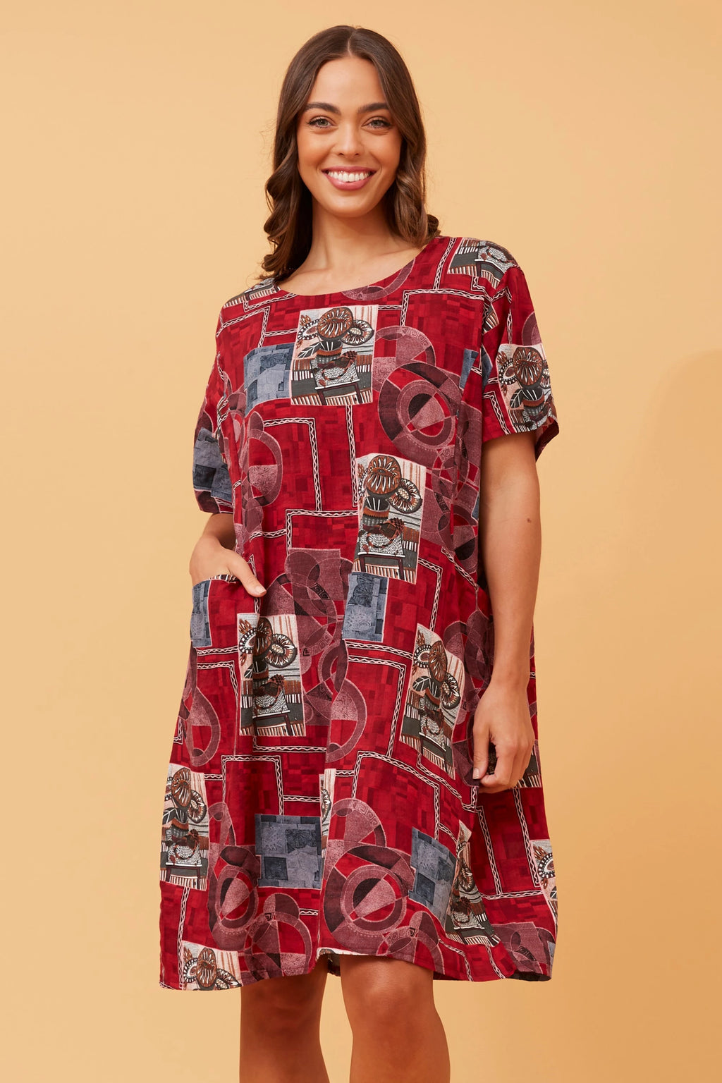 VINE ABSTRACT PRINT SHIFT DRESS