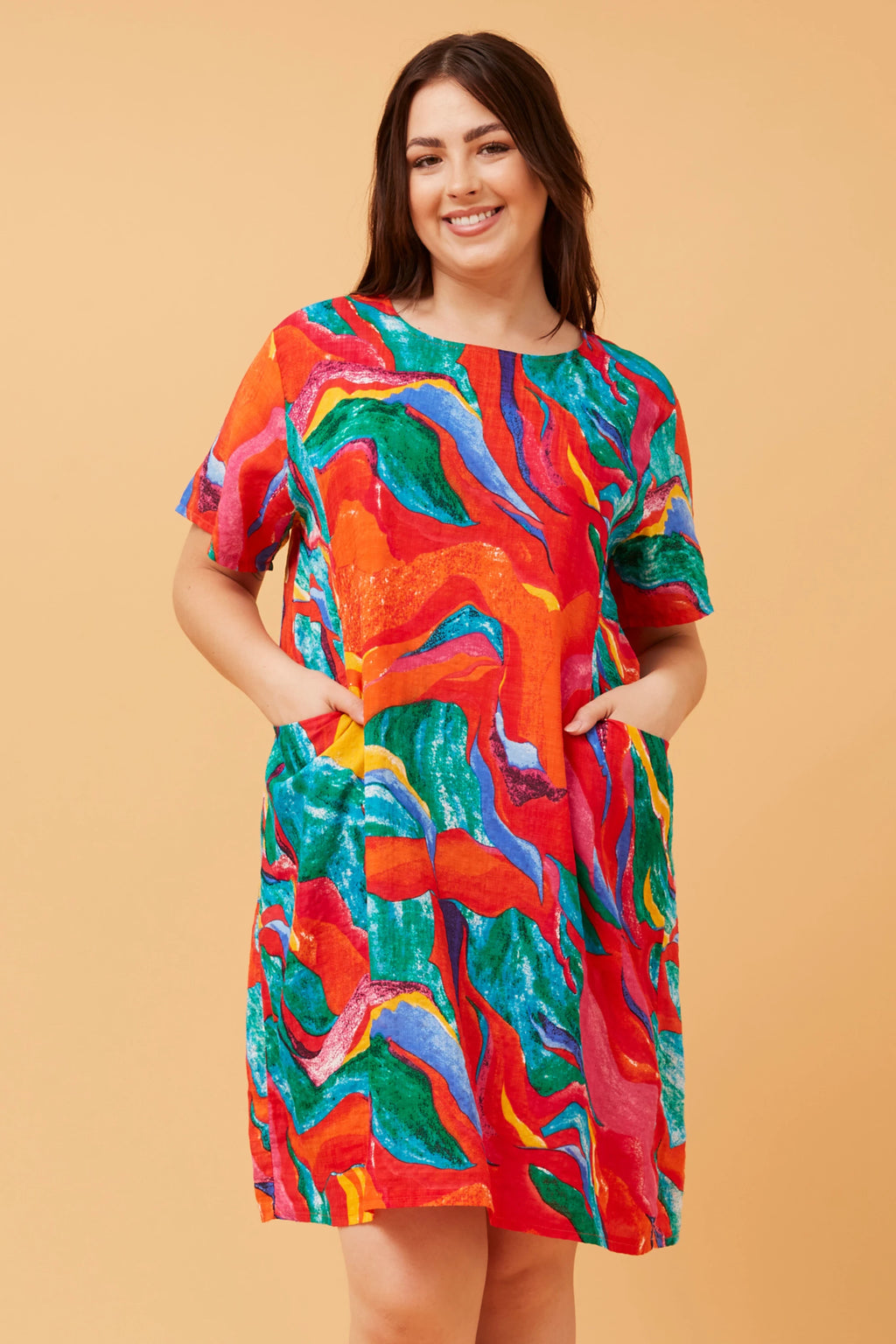 VINE ABSTRACT PRINT SHIFT DRESS