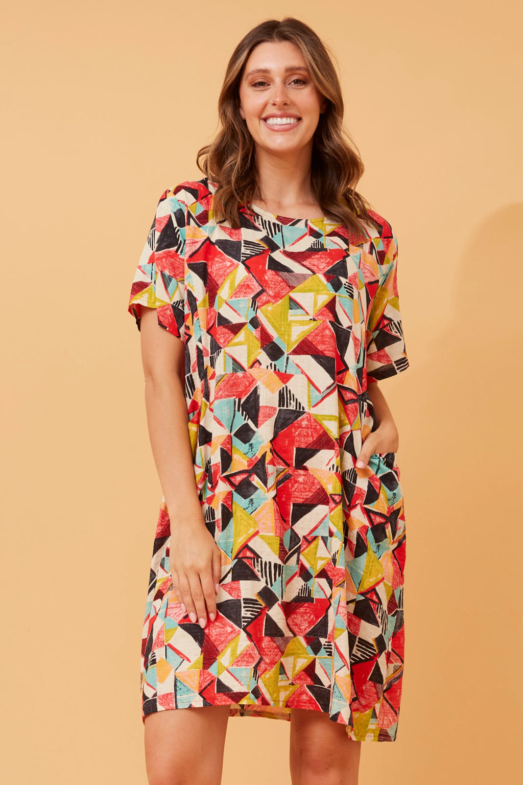 VINE ABSTRACT PRINT SHIFT DRESS