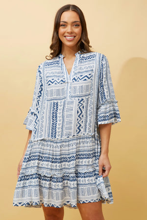 WANYA AZTEC BOHO SHORT DRESS