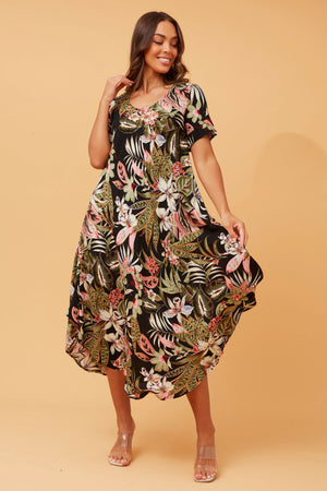 YESSICA FLORAL MIDI DRESS