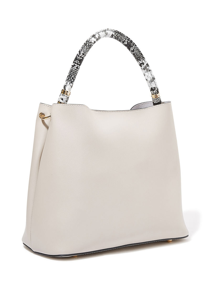 Snake Print Contrast Handle Handbag