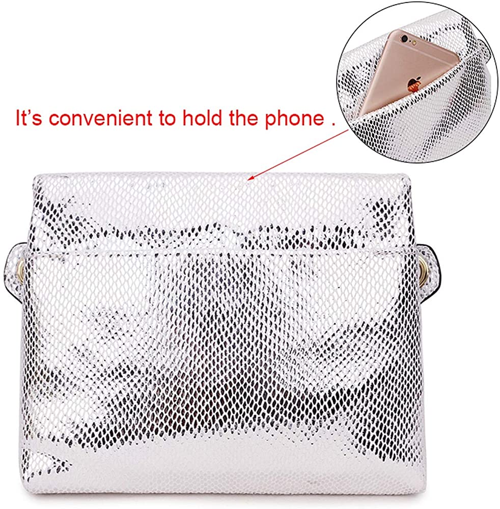Small Leather Snake Print Clutch Bag