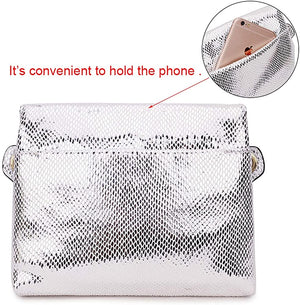 Small Leather Snake Print Clutch Bag