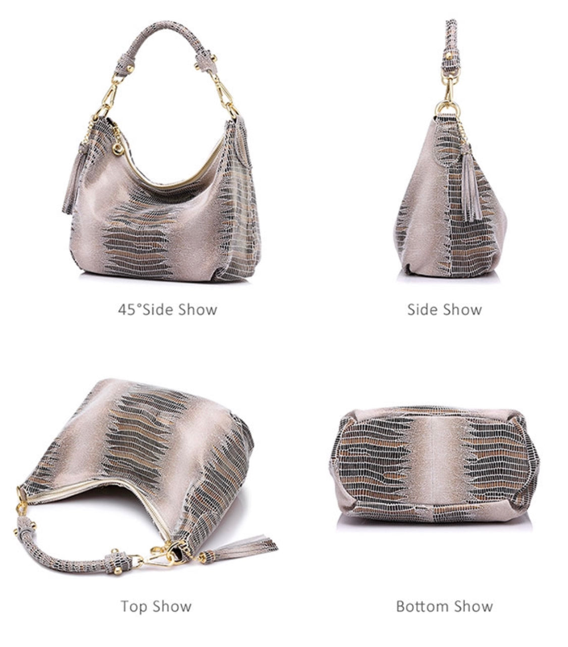 Detachable Strap Snake Print Small Leather Bag