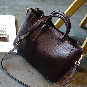 Classic Double Handle Leather Handbag