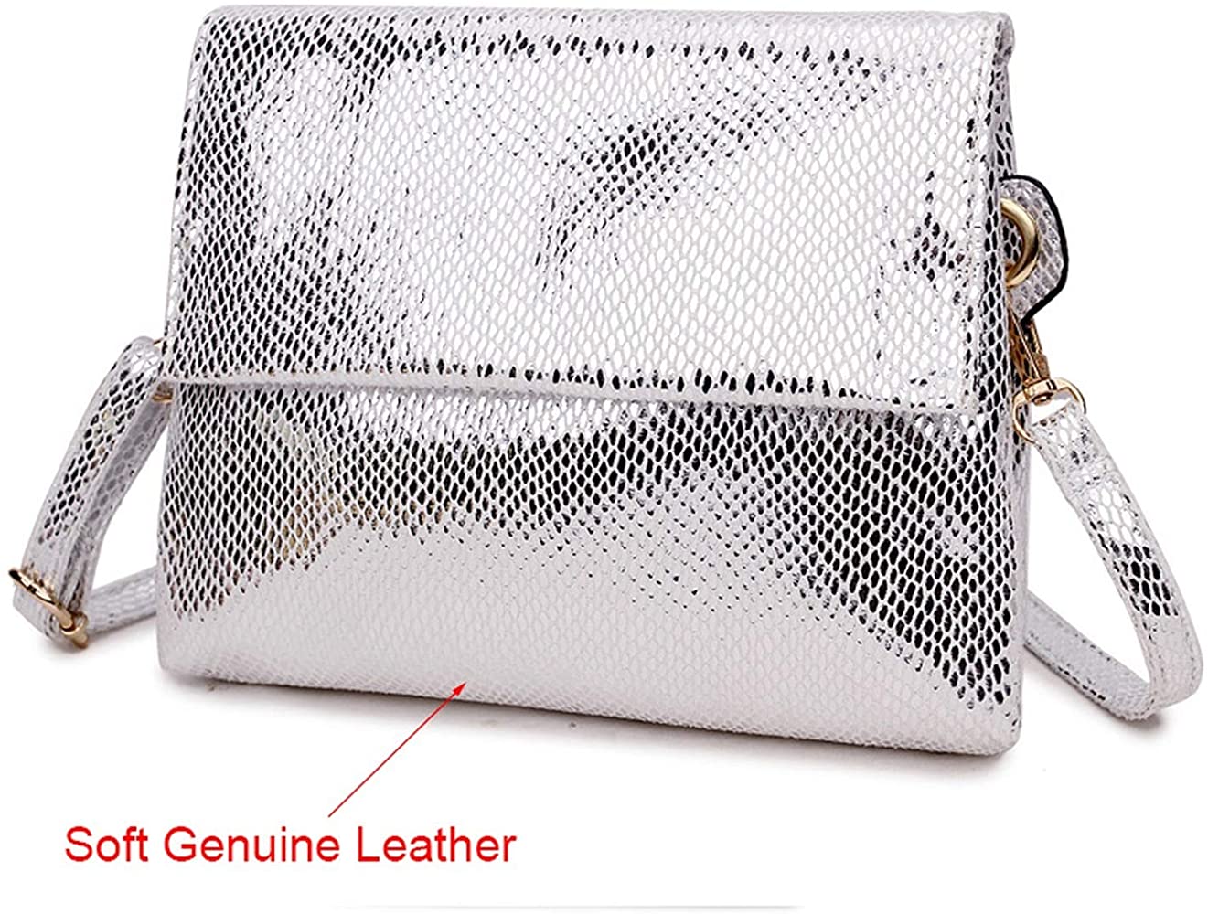 Small Leather Snake Print Clutch Bag