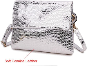 Small Leather Snake Print Clutch Bag