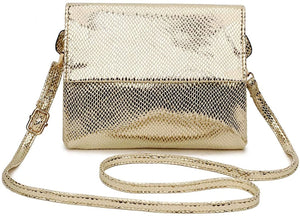 Small Leather Snake Print Clutch Bag