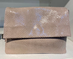 Small Leather Snake Print Clutch Bag