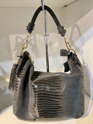 Detachable Strap Snake Print Small Leather Bag